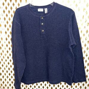 Covington thick thermal sweater Henley blue size M